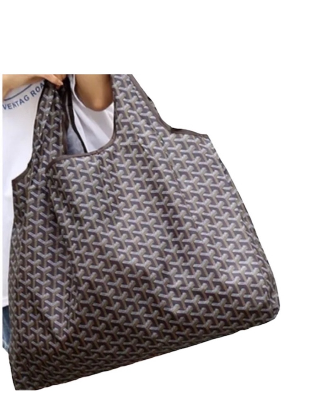 Stylish, Designer Print Reusable, Foldable Shopping Tote Bag - Black Design
